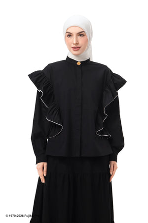Doraemon Ruffle Shirt - Black