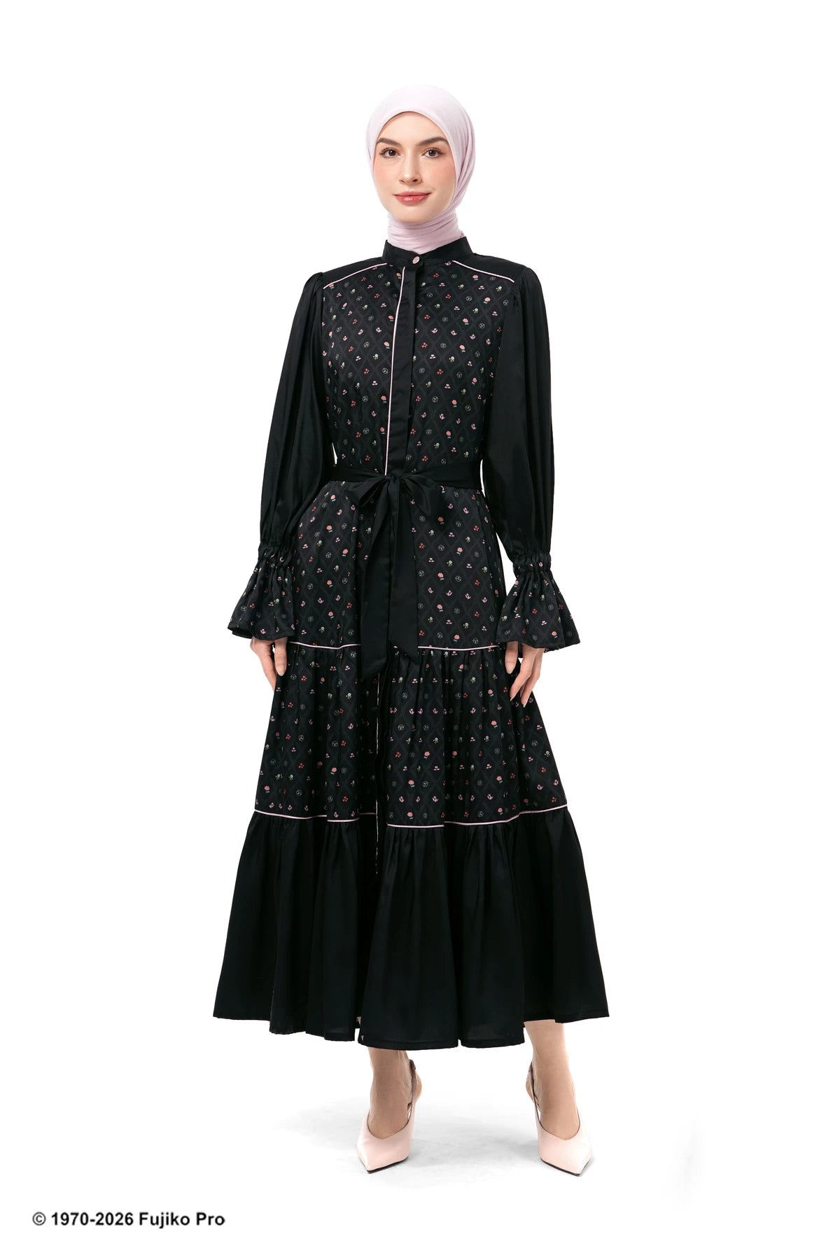 Doraemon Tiered Dress - Black