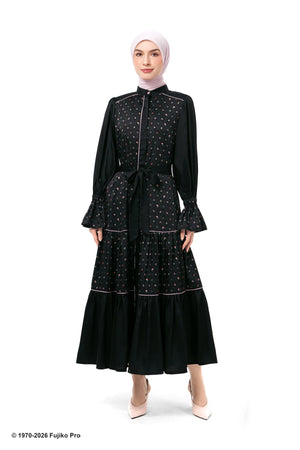 Doraemon Tiered Dress - Black