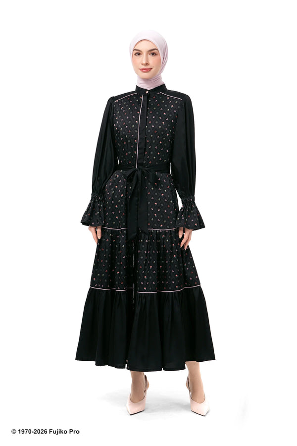 Doraemon Tiered Dress - Black