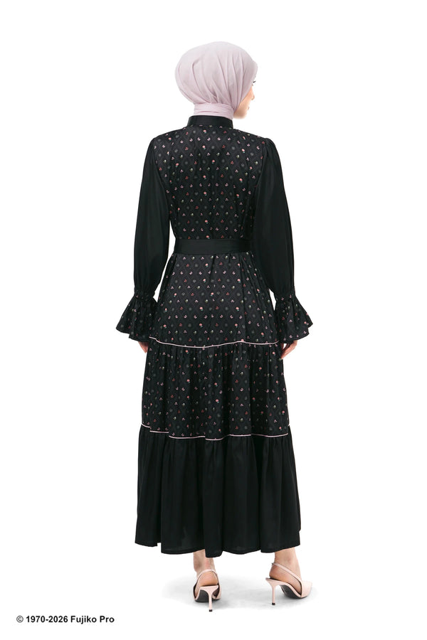 Doraemon Tiered Dress - Black