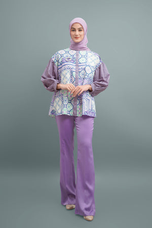 Elena Mix Pattern Shirt - Purple