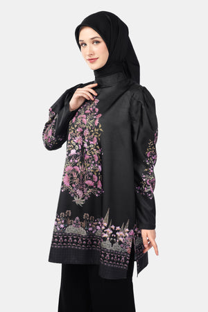 Imperial Mughal Puff Sleeve Tunic - Black
