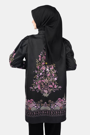 Imperial Mughal Puff Sleeve Tunic - Black