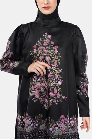 Imperial Mughal Puff Sleeve Tunic - Black
