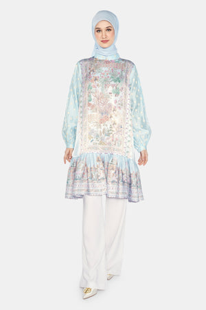 Imperial Mughal Tunic Top - Light Blue