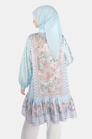 Imperial Mughal Tunic Top - Light Blue