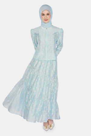 Monogram Organza Crop Shirt - Light Blue
