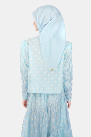 Monogram Organza Crop Shirt - Light Blue