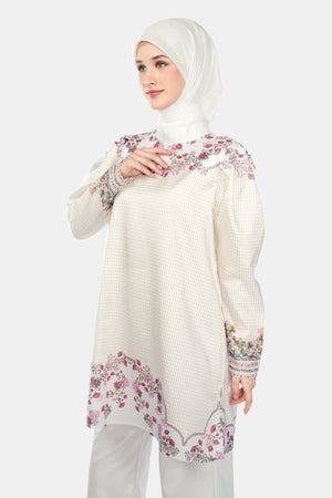 Imperial Mughal Puff Sleeve Tunic - Cream