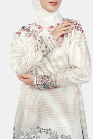 Imperial Mughal Puff Sleeve Tunic - Cream