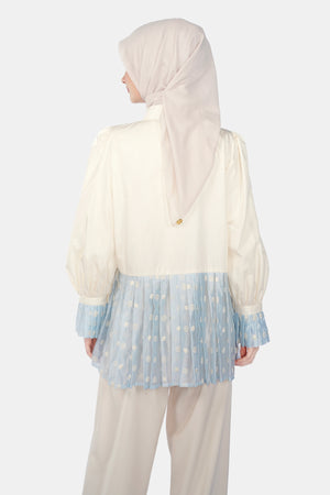 Monogram Organza Mix Cotton Shirt - Light Blue