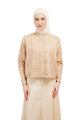 Daisy Embroidery Batwing Crop Shirt - Beige