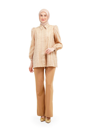 Daisy Embroidery Puffy Shirt - Beige
