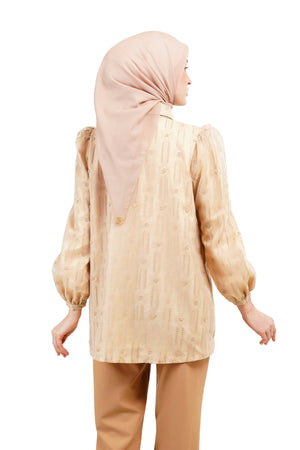 Daisy Embroidery Puffy Shirt - Beige