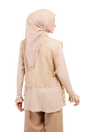 Daisy Embroidery Shirt Vest - Beige