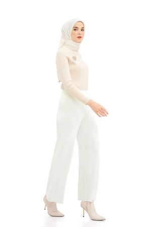 Daisy Knit Pants - White