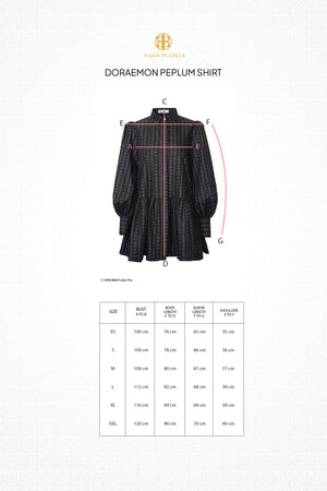 Doraemon Peplum Shirt - Black