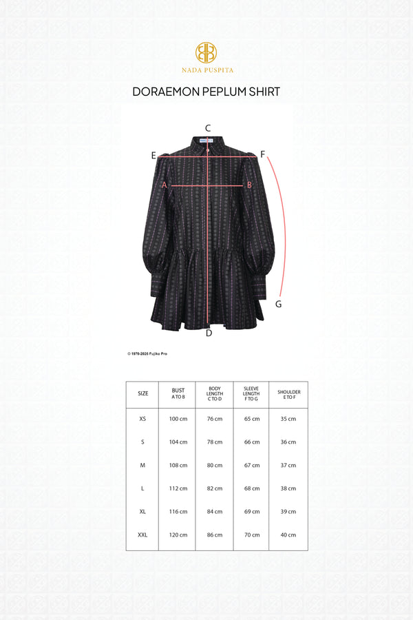 Doraemon Peplum Shirt - Black