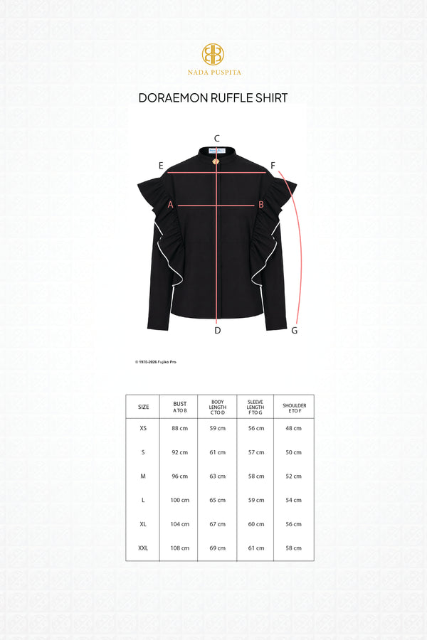 Doraemon Ruffle Shirt - Black