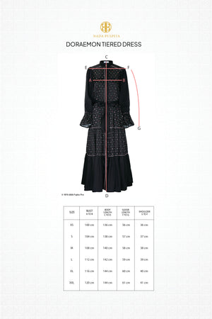 Doraemon Tiered Dress - Black