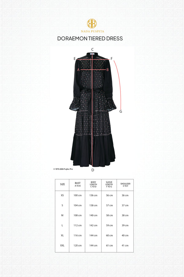 Doraemon Tiered Dress - Black