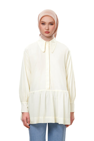 Elena Peplum Shirt - Cream