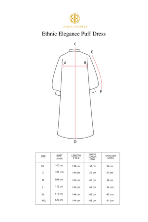 Ethnic Elegance Puff Dress - Cream
