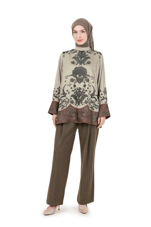 Ethnic Elegance Blouse - Brown