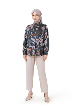 Ethnic Elegance Drop Shoulder Shirt - Navy