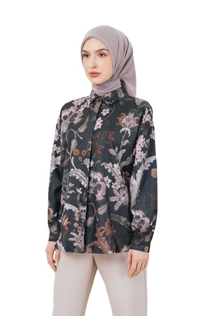Ethnic Elegance Drop Shoulder Shirt - Navy