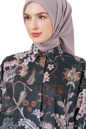 Ethnic Elegance Drop Shoulder Shirt - Navy