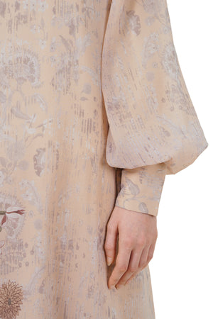 Ethnic Elegance Puff Dress - Cream