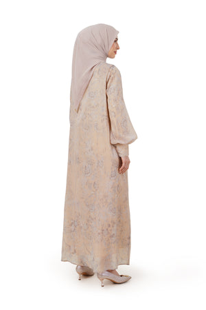 Ethnic Elegance Puff Dress - Cream