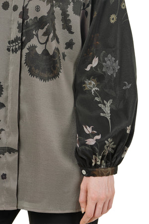 Ethnic Elegance Puff Sleeve Shirt - Brown