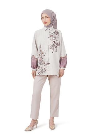 Ethnic Elegance Puff Sleeve Shirt - Pink