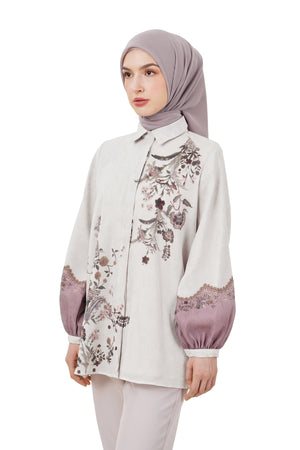 Ethnic Elegance Puff Sleeve Shirt - Pink