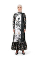 Ethnic Elegance Ruffle Dress - Black