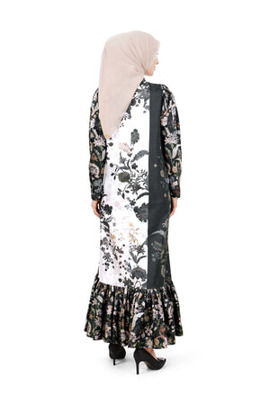 Ethnic Elegance Ruffle Dress - Black