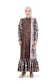 Ethnic Elegance Ruffle Dress - Brown