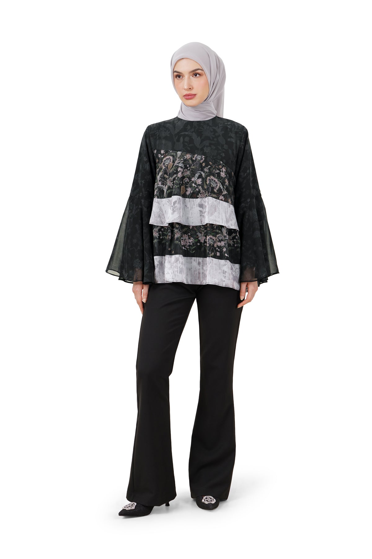 Ethnic Elegance Tiered Blouse - Black