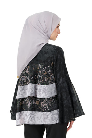 Ethnic Elegance Tiered Blouse - Black