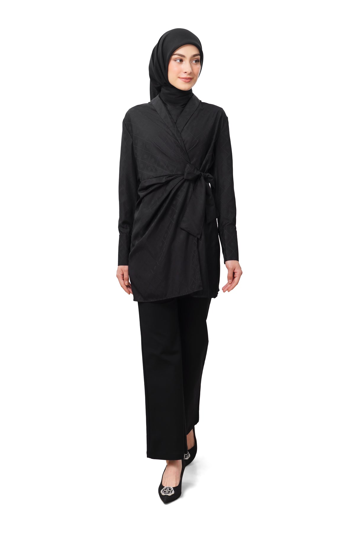 Femme Monogram Wrap Shirt - Black