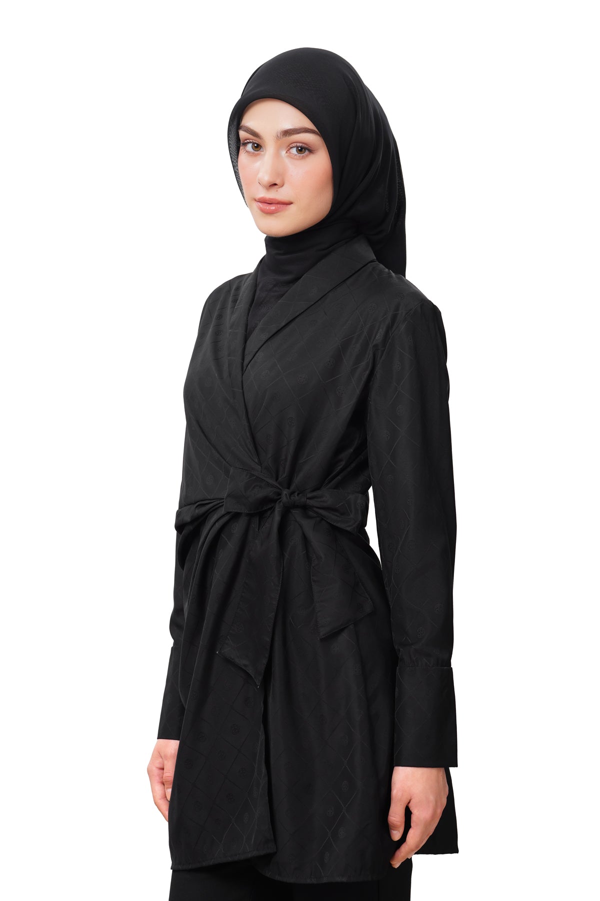 Femme Monogram Wrap Shirt - Black
