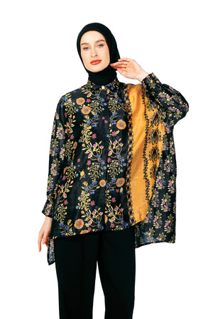 Fleur Gala Oversize Shirt - Black