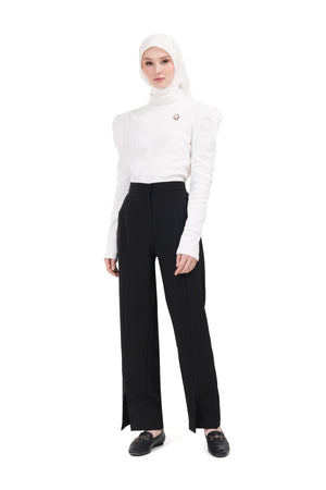 Front Slit Pants - Jet Black