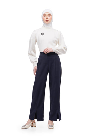 Front Slit Pants - Navy