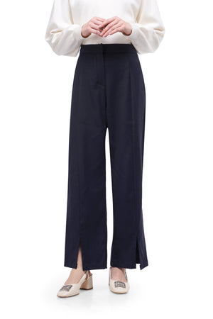 Front Slit Pants - Navy