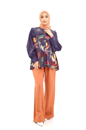 Fruta Ruffle Shirt - Navy