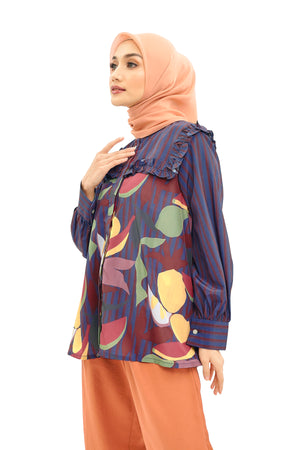 Fruta Ruffle Shirt - Navy
